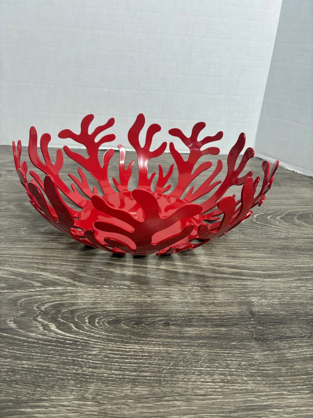Alessi Mediterraneo Red Stainless Steel Coral Fruit Bowl 11" Italy
